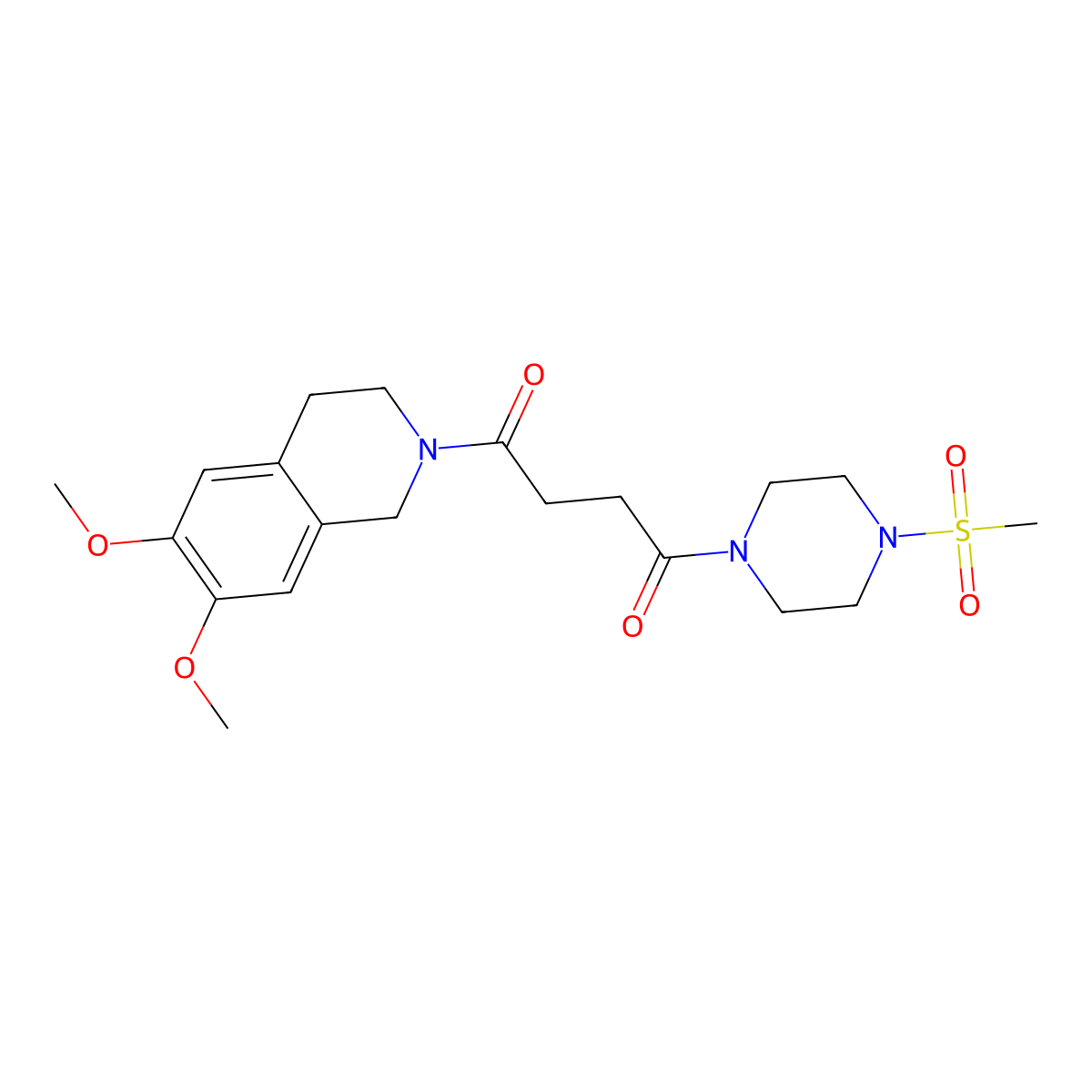 1-(6,7-dimethoxy-3,4-dihydroisoquinolin-2(1H)-yl)-4-[4-(methylsulfonyl)piperazin-1-yl]butane-1,4-dione molecular structure, CAS 1081118-53-7