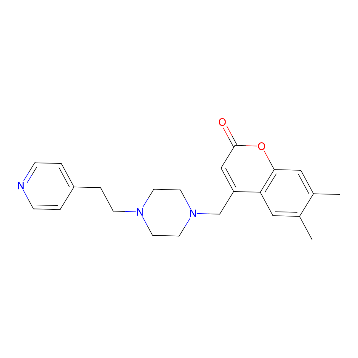 6,7-dimethyl-4-({4-[2-(pyridin-4-yl)ethyl]piperazin-1-yl}methyl)-2H-chromen-2-one molecular structure, CAS 1081118-72-0