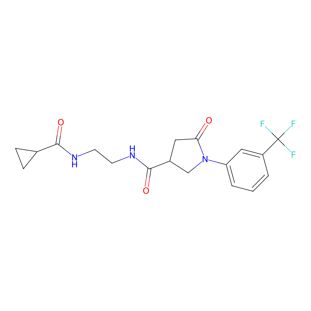N-{2-[(cyclopropylcarbonyl)amino]ethyl}-5-oxo-1-[3-(trifluoromethyl)phenyl]pyrrolidine-3-carboxamide molecular structure, CAS 1081118-75-3