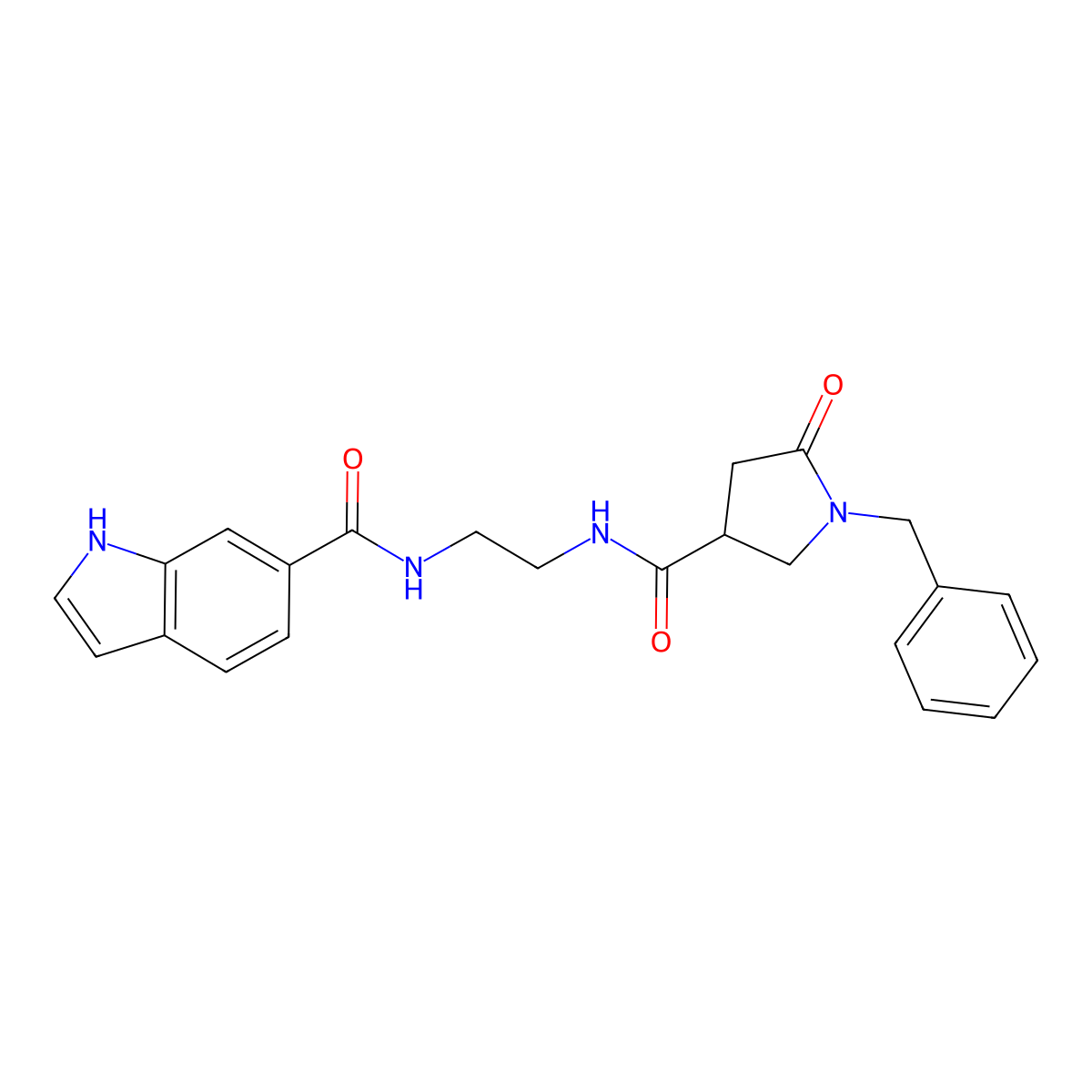 N-(2-{[(1-benzyl-5-oxopyrrolidin-3-yl)carbonyl]amino}ethyl)-1H-indole-6-carboxamide molecular structure, CAS 1081118-90-2