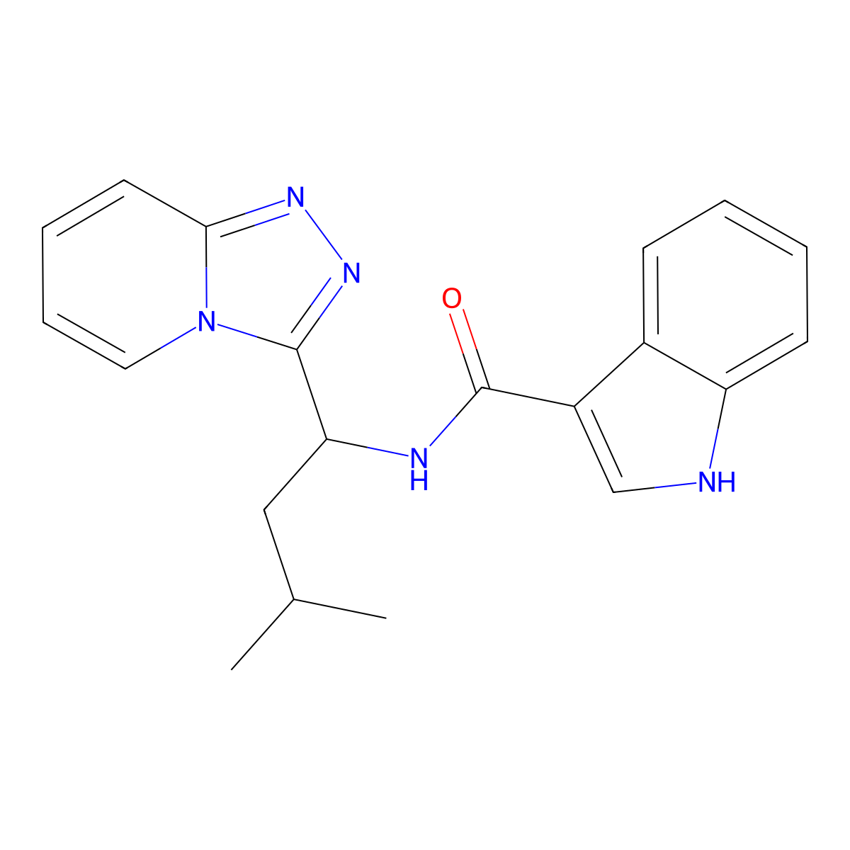 N-[3-methyl-1-([1,2,4]triazolo[4,3-a]pyridin-3-yl)butyl]-1H-indole-3-carboxamide molecular structure, CAS 1081118-91-3