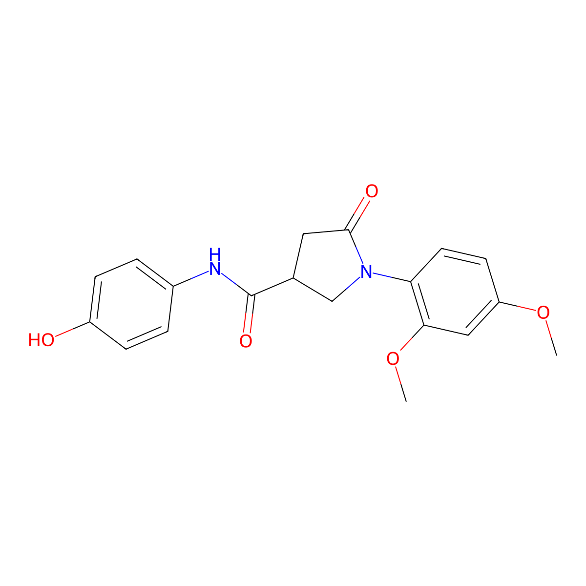 1-(2,4-dimethoxyphenyl)-N-(4-hydroxyphenyl)-5-oxopyrrolidine-3-carboxamide molecular structure, CAS 1081118-99-1