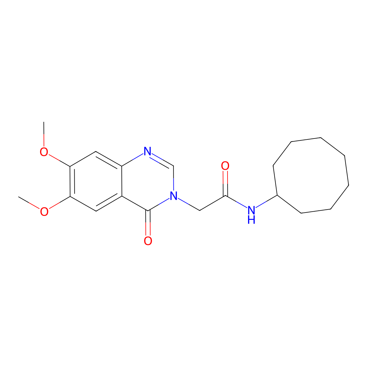 N-cyclooctyl-2-(6,7-dimethoxy-4-oxoquinazolin-3(4H)-yl)acetamide molecular structure, CAS 1081119-37-0