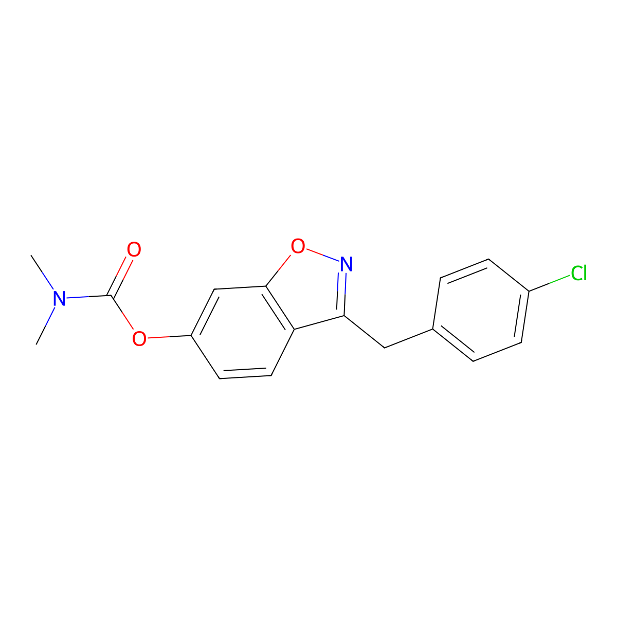 3-(4-Chlorobenzyl)-1,2-benzoxazol-6-yl dimethylcarbamate molecular structure, CAS 1081119-46-1