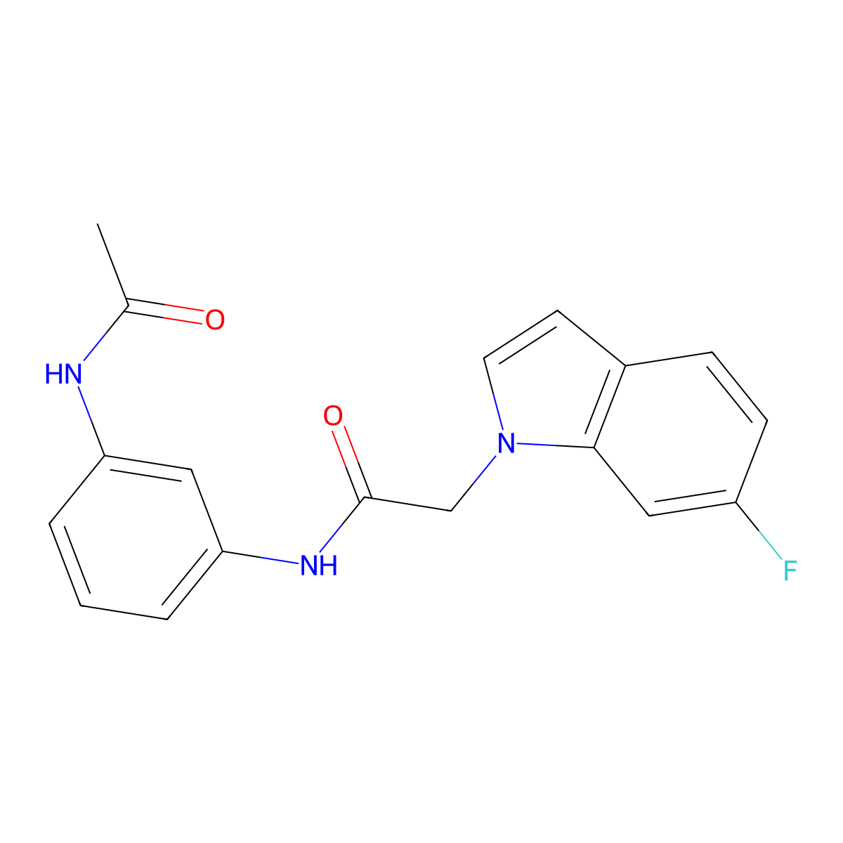 N-[3-(acetylamino)phenyl]-2-(6-fluoro-1H-indol-1-yl)acetamide molecular structure, CAS 1081119-88-1