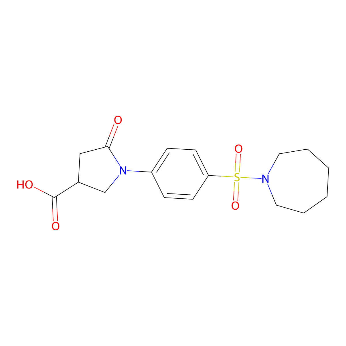 1-[4-(1-Azepanylsulfonyl)phenyl]-5-oxo-3-pyrrolidinecarboxylic acid molecular structure, CAS 1081120-11-7