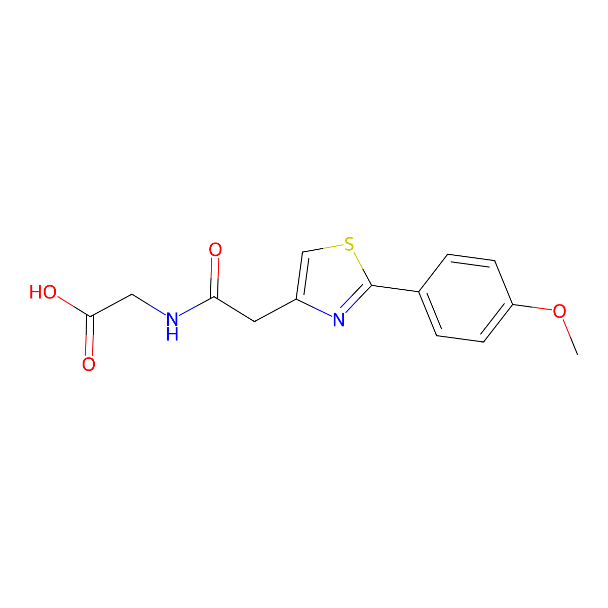 N-{[2-(4-methoxyphenyl)-1,3-thiazol-4-yl]acetyl}glycine molecular structure, CAS 1081120-16-2