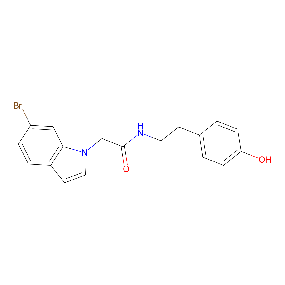 2-(6-bromo-1H-indol-1-yl)-N-[2-(4-hydroxyphenyl)ethyl]acetamide molecular structure, CAS 1081120-35-5