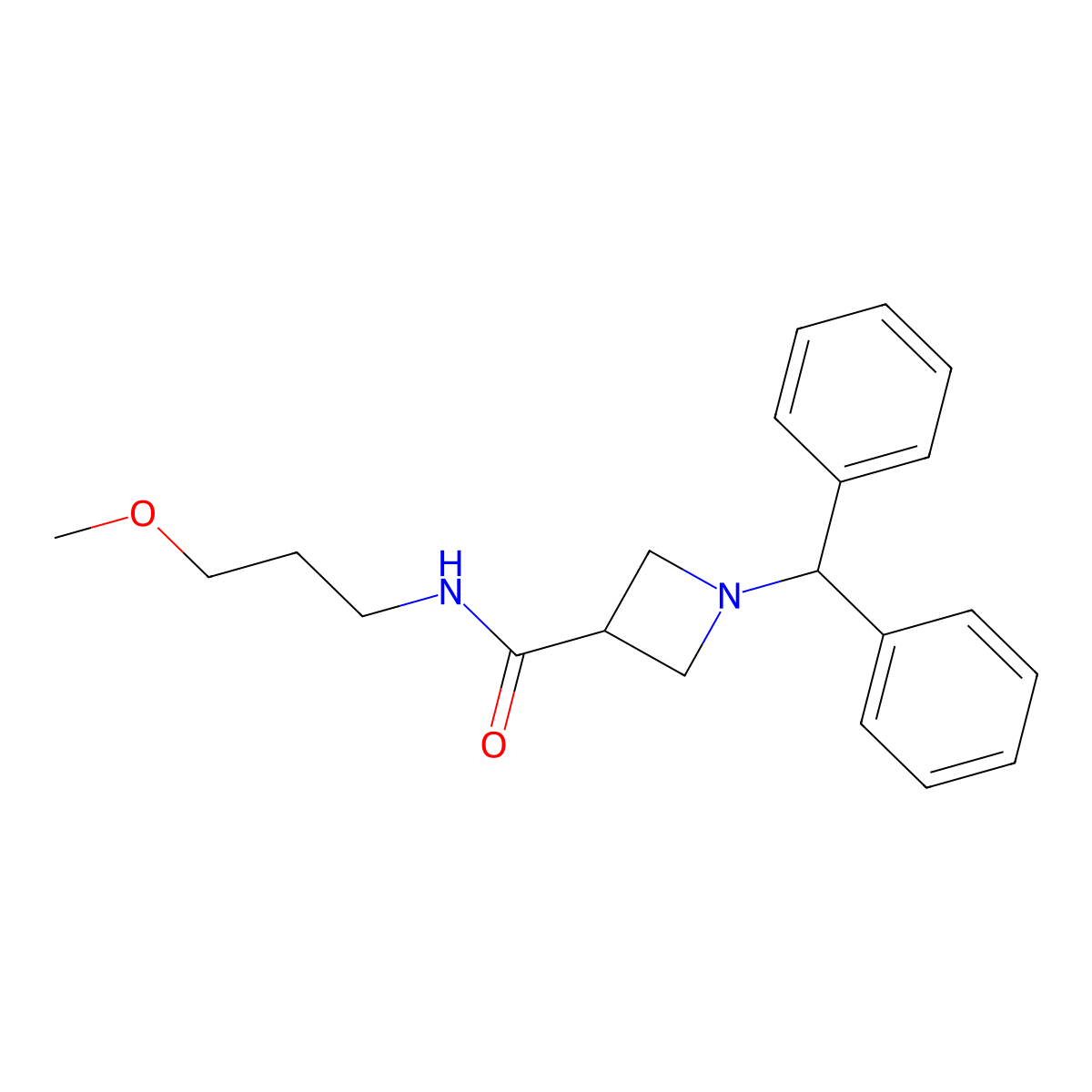 1-(diphenylmethyl)-N-(3-methoxypropyl)-3-azetidinecarboxamide molecular structure, CAS 1081120-39-9