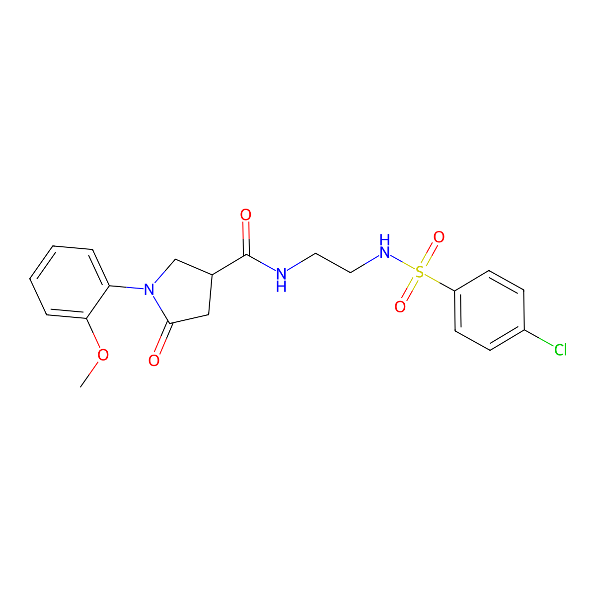 N-(2-{[(4-chlorophenyl)sulfonyl]amino}ethyl)-1-(2-methoxyphenyl)-5-oxopyrrolidine-3-carboxamide molecular structure, CAS 1081120-42-4