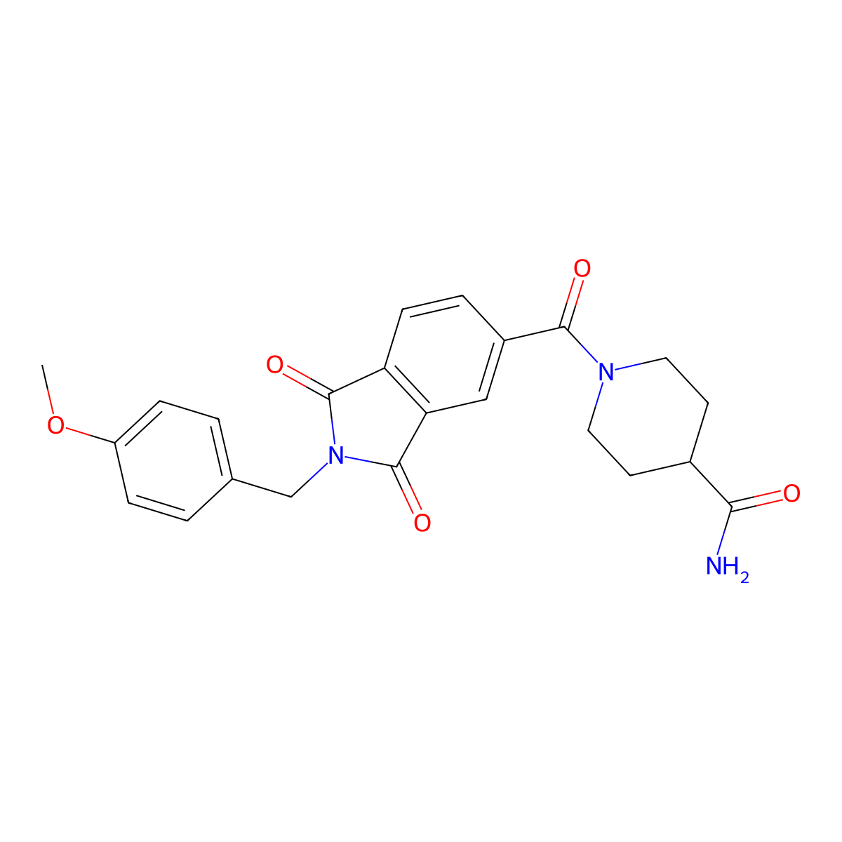 1-{[2-(4-methoxybenzyl)-1,3-dioxo-2,3-dihydro-1H-isoindol-5-yl]carbonyl}piperidine-4-carboxamide molecular structure, CAS 1081120-44-6