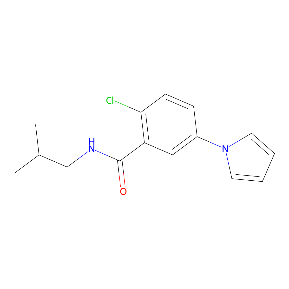 2-chloro-N-(2-methylpropyl)-5-(1H-pyrrol-1-yl)benzamide molecular structure, CAS 1081120-46-8