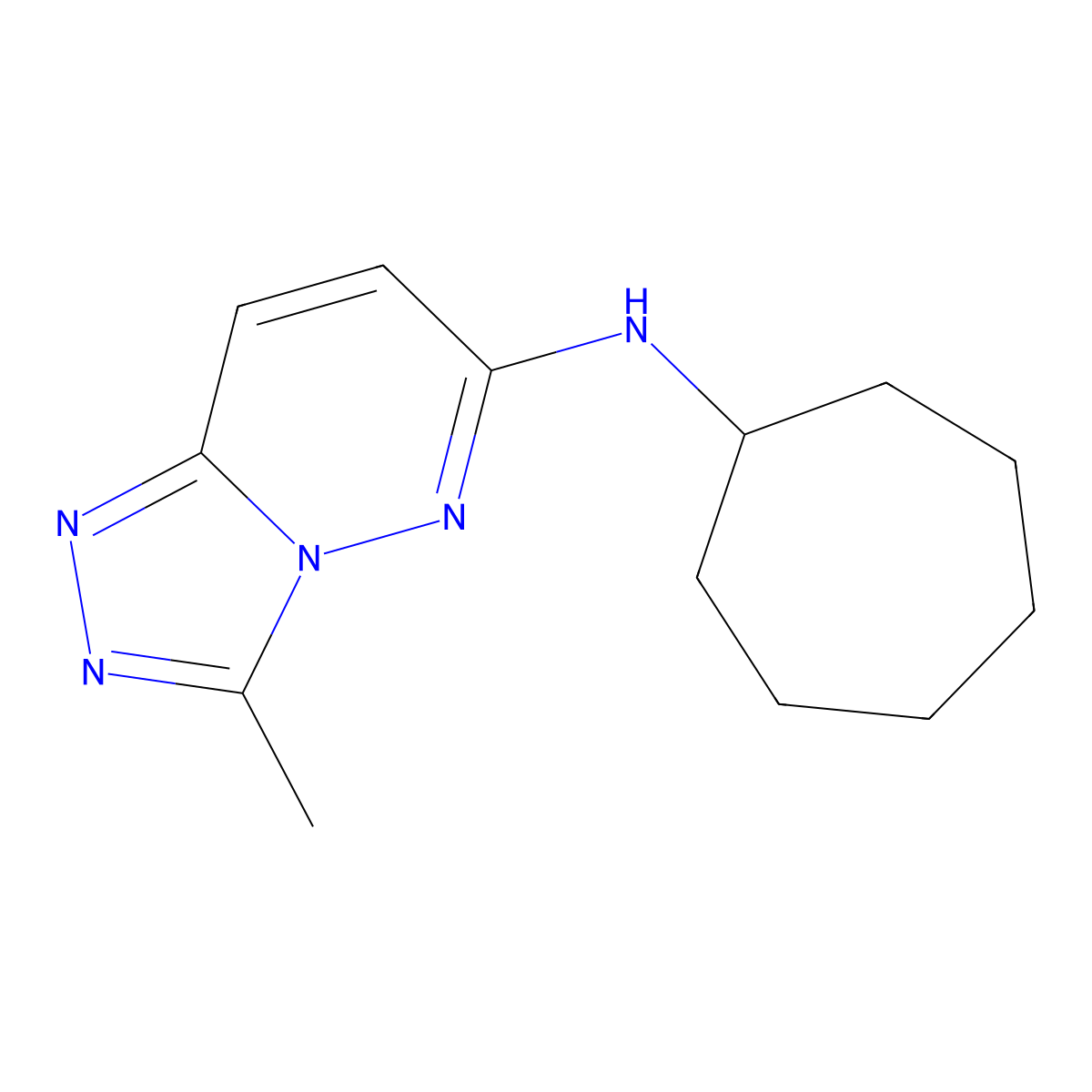 N-cycloheptyl-3-methyl[1,2,4]triazolo[4,3-b]pyridazin-6-amine molecular structure, CAS 1081120-54-8