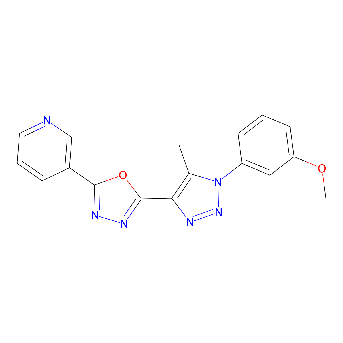 3-{5-[1-(3-methoxyphenyl)-5-methyl-1H-1,2,3-triazol-4-yl]-1,3,4-oxadiazol-2-yl}pyridine molecular structure, CAS 1081120-69-5