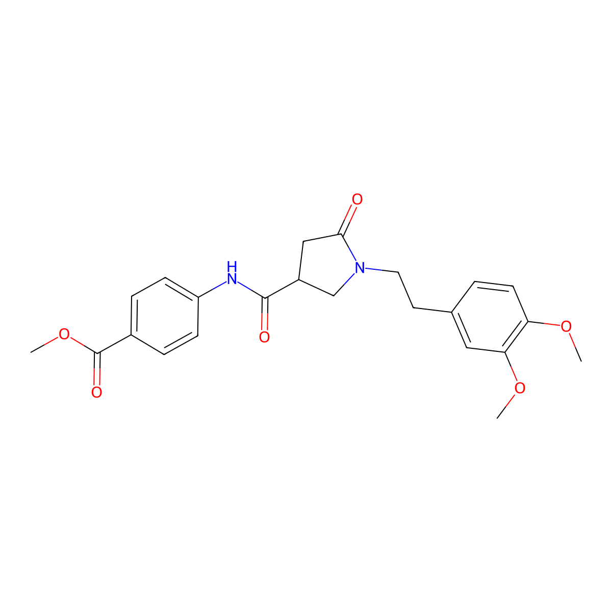 Methyl 4-[({1-[2-(3,4-dimethoxyphenyl)ethyl]-5-oxopyrrolidin-3-yl}carbonyl)amino]benzoate molecular structure, CAS 1081120-74-2
