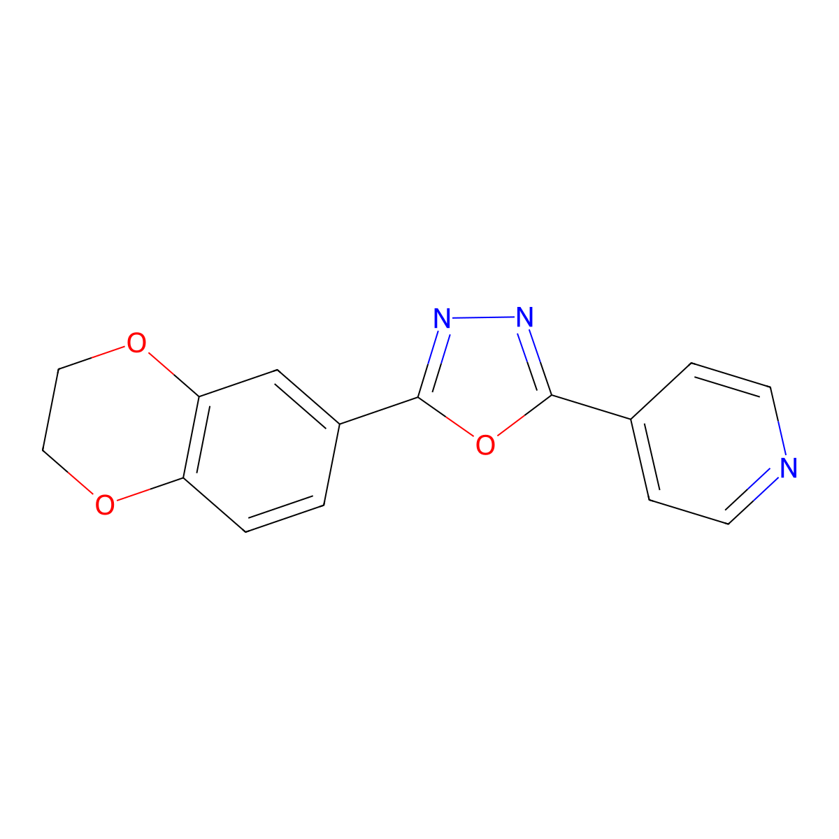 2-(2,3-Dihydrobenzo[b][1,4]dioxin-6-yl)-5-(pyridin-4-yl)-1,3,4-oxadiazole molecular structure, CAS 1081120-82-2