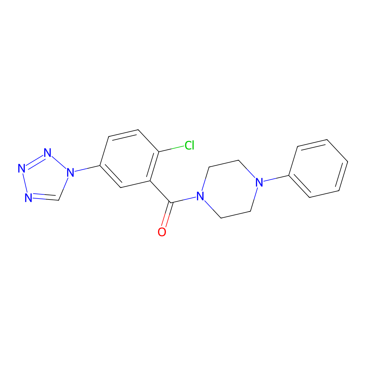 [2-chloro-5-(1H-tetrazol-1-yl)phenyl](4-phenylpiperazin-1-yl)methanone molecular structure, CAS 1081120-83-3