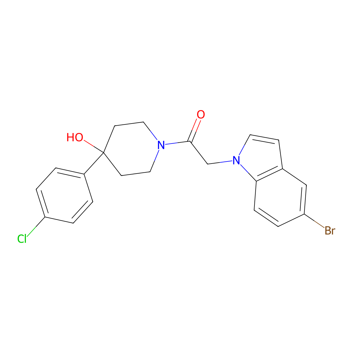 1-[(5-bromo-1H-indol-1-yl)acetyl]-4-(4-chlorophenyl)-4-piperidinol molecular structure, CAS 1081120-93-5