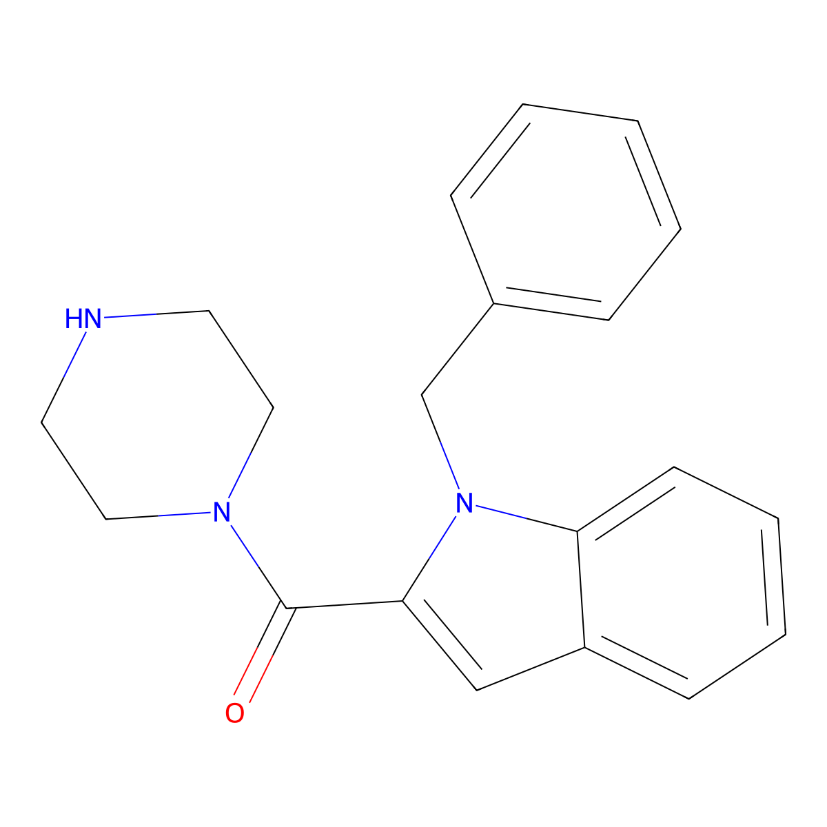 (1-benzyl-1H-indol-2-yl)(piperazin-1-yl)methanone molecular structure, CAS 1081121-00-7