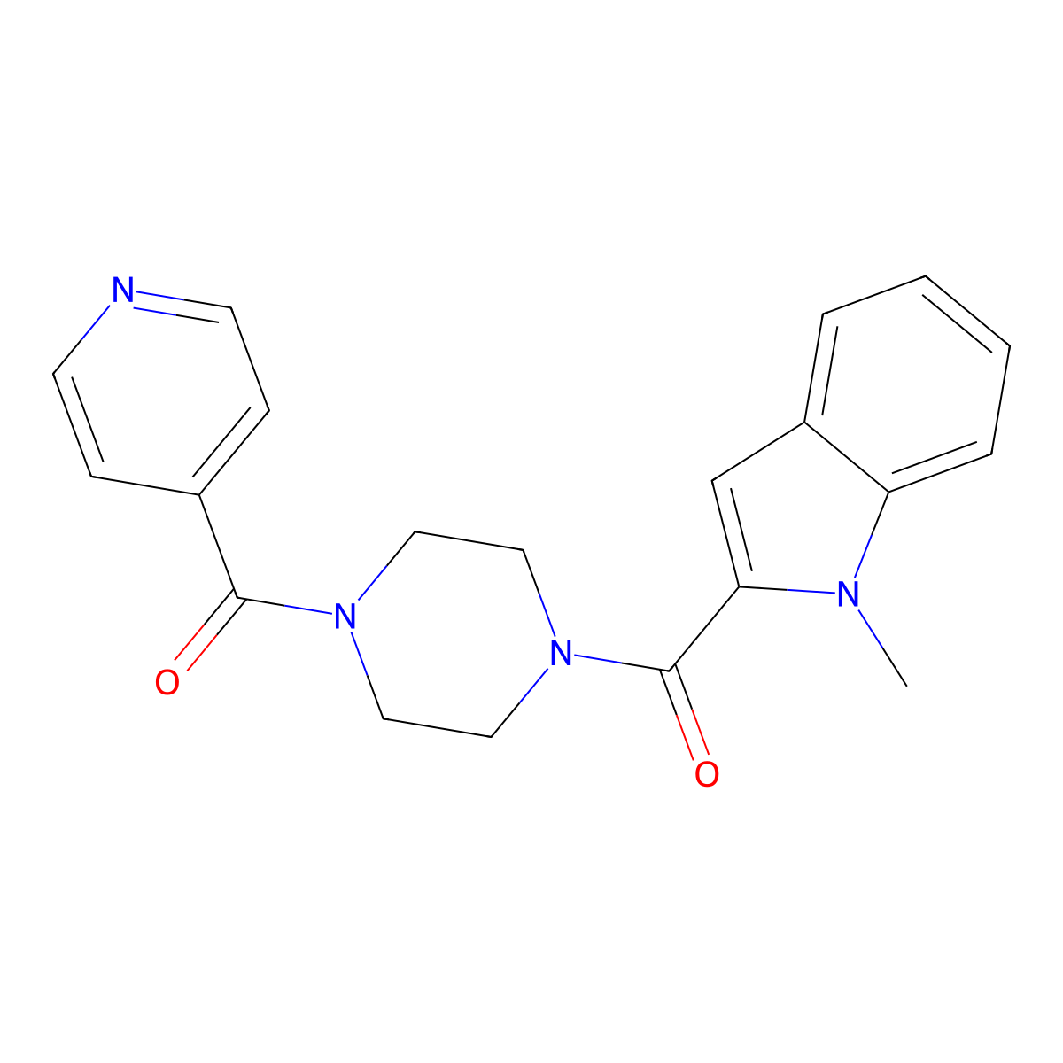 (1-methyl-1H-indol-2-yl)[4-(pyridin-4-ylcarbonyl)piperazin-1-yl]methanone molecular structure, CAS 1081121-03-0