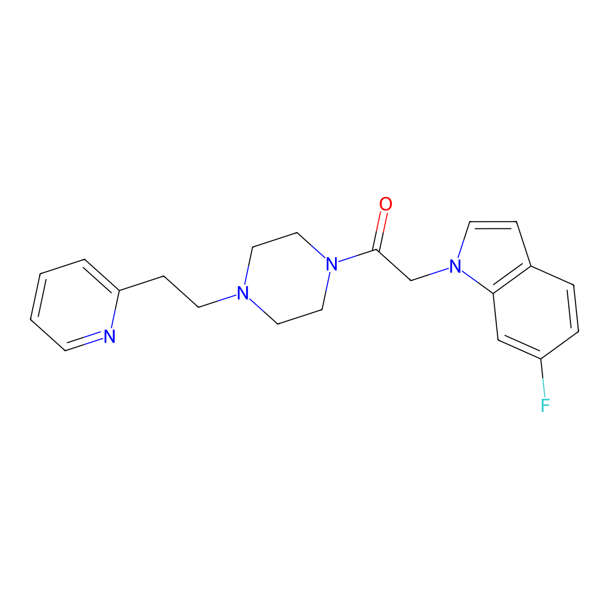 6-fluoro-1-{2-oxo-2-[4-(2-pyridin-2-ylethyl)piperazin-1-yl]ethyl}-1H-indole molecular structure, CAS 1081121-19-8