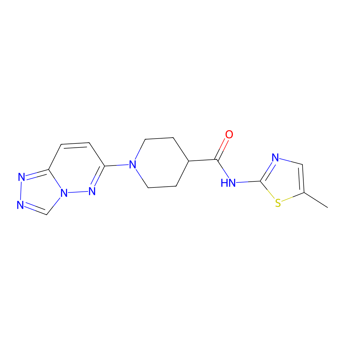 N-(5-methyl-1,3-thiazol-2-yl)-1-([1,2,4]triazolo[4,3-b]pyridazin-6-yl)piperidine-4-carboxamide molecular structure, CAS 1081121-39-2