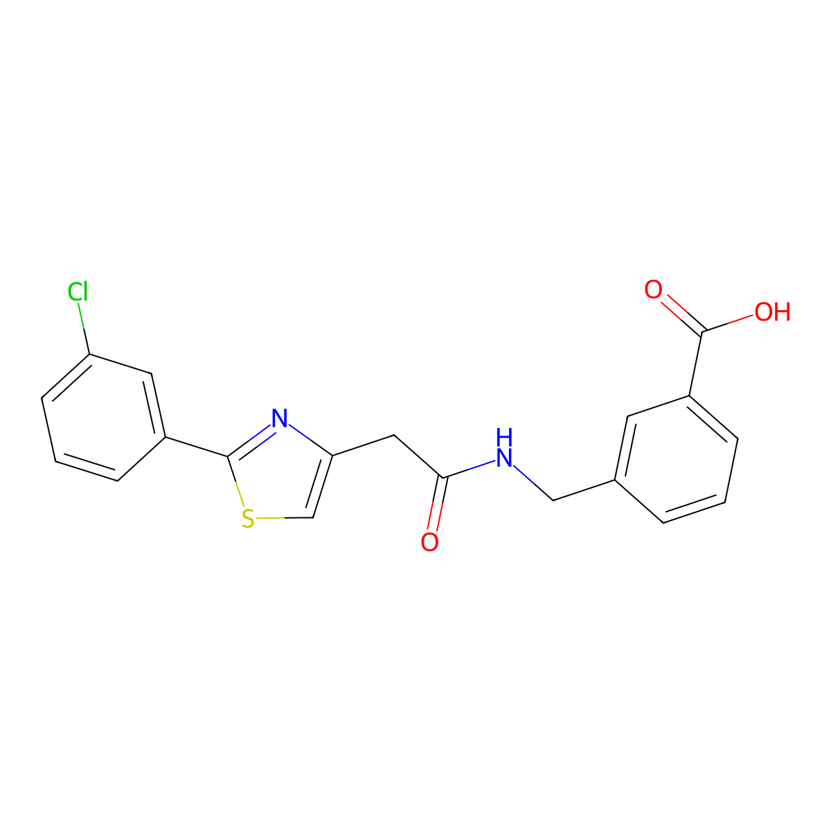 3-[({[2-(3-Chlorophenyl)-1,3-thiazol-4-yl]acetyl}amino)methyl]benzoic acid molecular structure, CAS 1081121-57-4