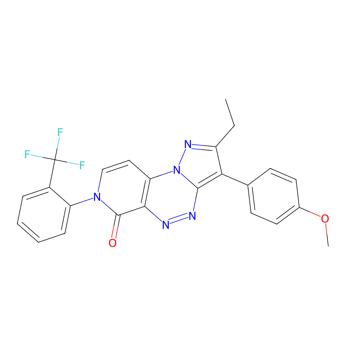 2-ethyl-3-(4-methoxyphenyl)-7-[2-(trifluoromethyl)phenyl]pyrazolo[5,1-c]pyrido[4,3-e][1,2,4]triazin-6(7H)-one molecular structure, CAS 1081121-74-5