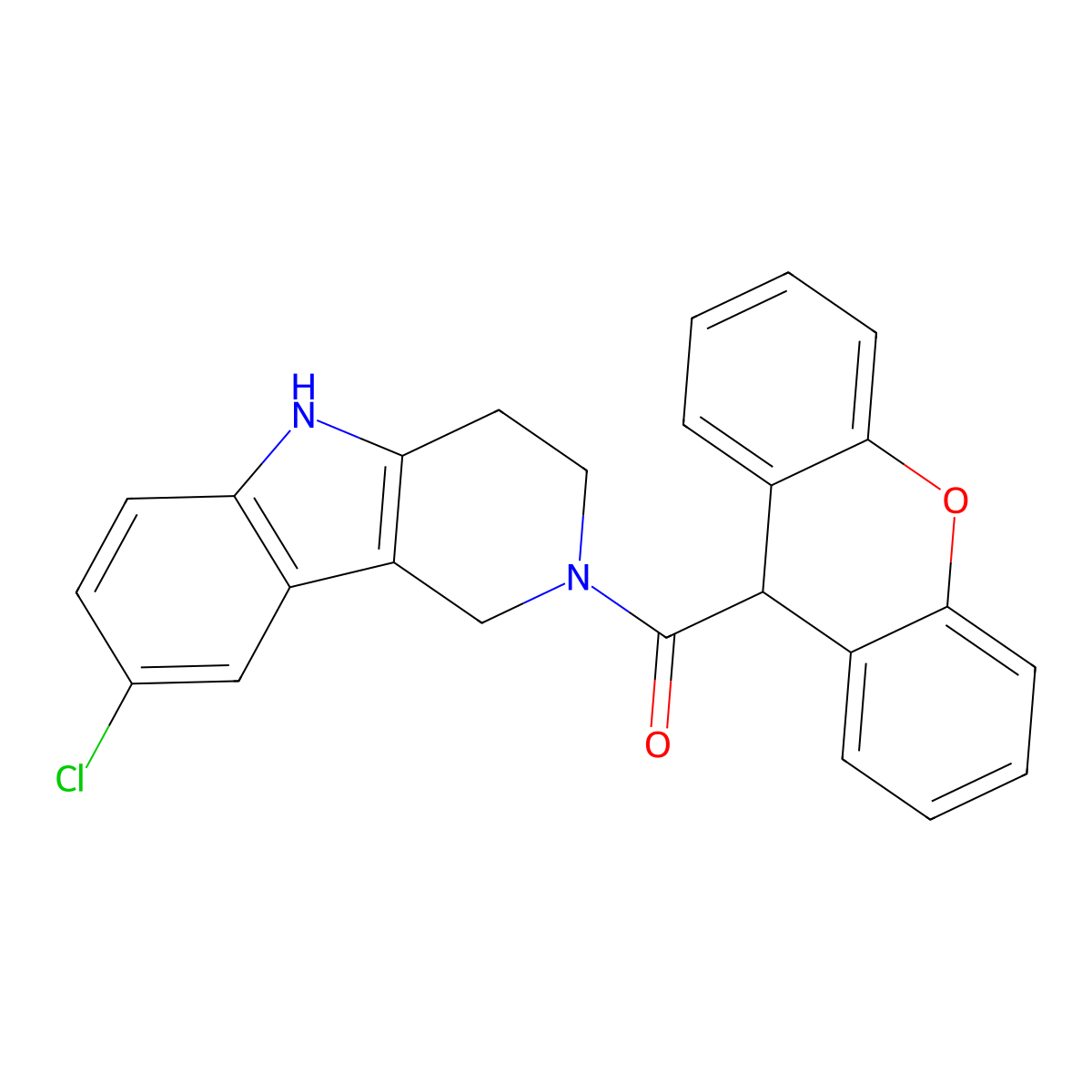 (8-chloro-1,3,4,5-tetrahydro-2H-pyrido[4,3-b]indol-2-yl)(9H-xanthen-9-yl)methanone molecular structure, CAS 1081121-83-6