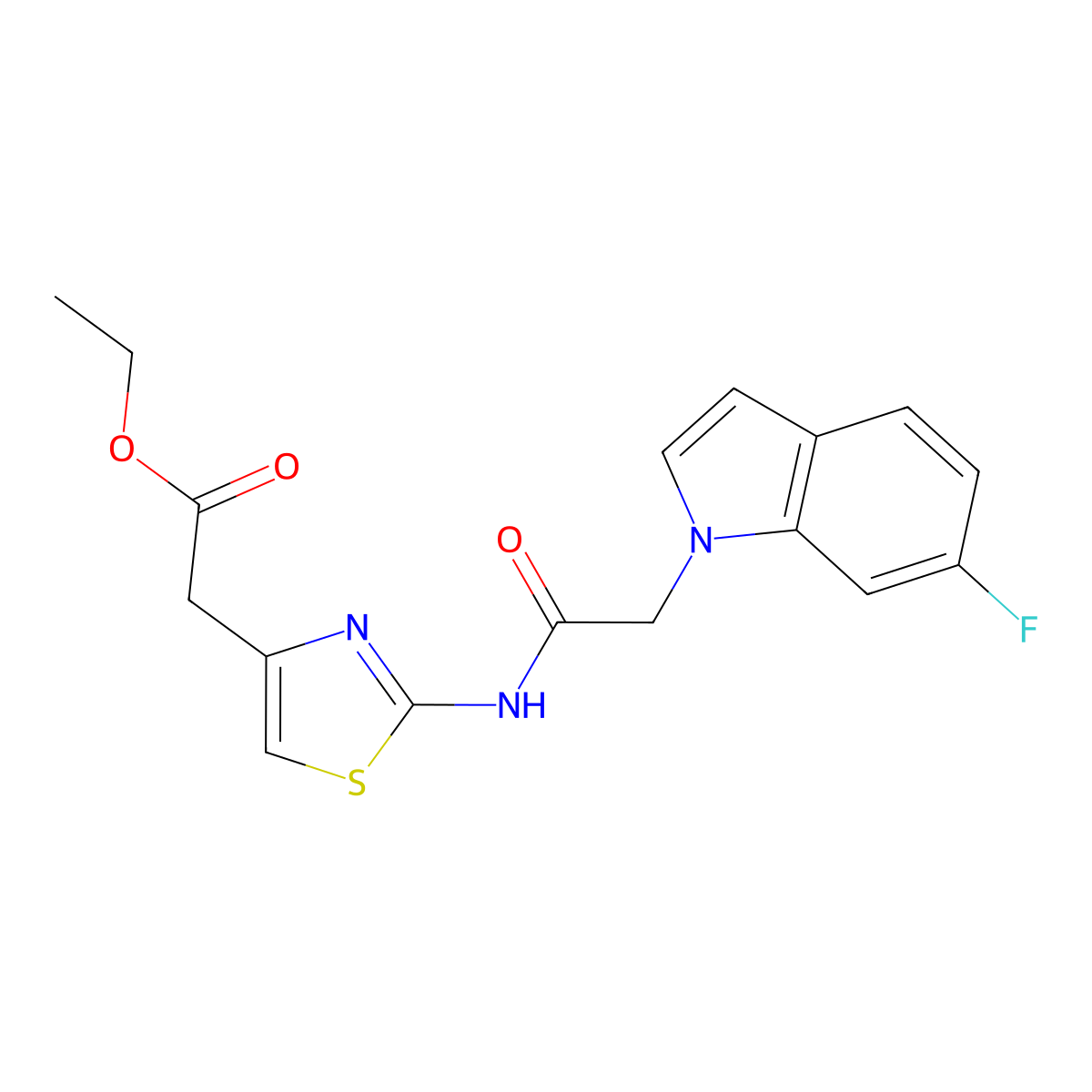 ethyl (2-{[(6-fluoro-1H-indol-1-yl)acetyl]amino}-1,3-thiazol-4-yl)acetate molecular structure, CAS 1081121-86-9