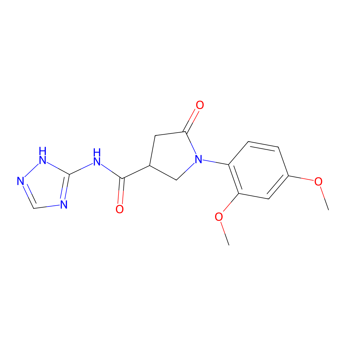 1-(2,4-dimethoxyphenyl)-5-oxo-N-(4H-1,2,4-triazol-3-yl)pyrrolidine-3-carboxamide molecular structure, CAS 1081121-91-6