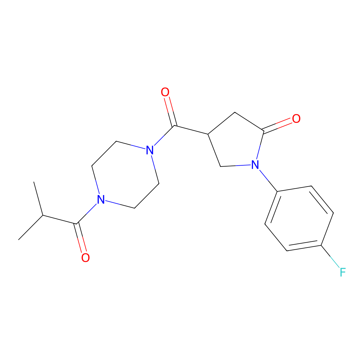 1-(4-Fluorophenyl)-4-{[4-(2-methylpropanoyl)piperazin-1-yl]carbonyl}pyrrolidin-2-one molecular structure, CAS 1081122-04-4