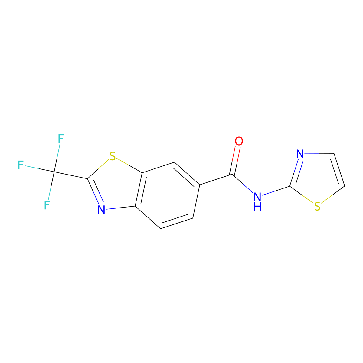 N-(1,3-thiazol-2-yl)-2-(trifluoromethyl)-1,3-benzothiazole-6-carboxamide molecular structure, CAS 1081122-12-4