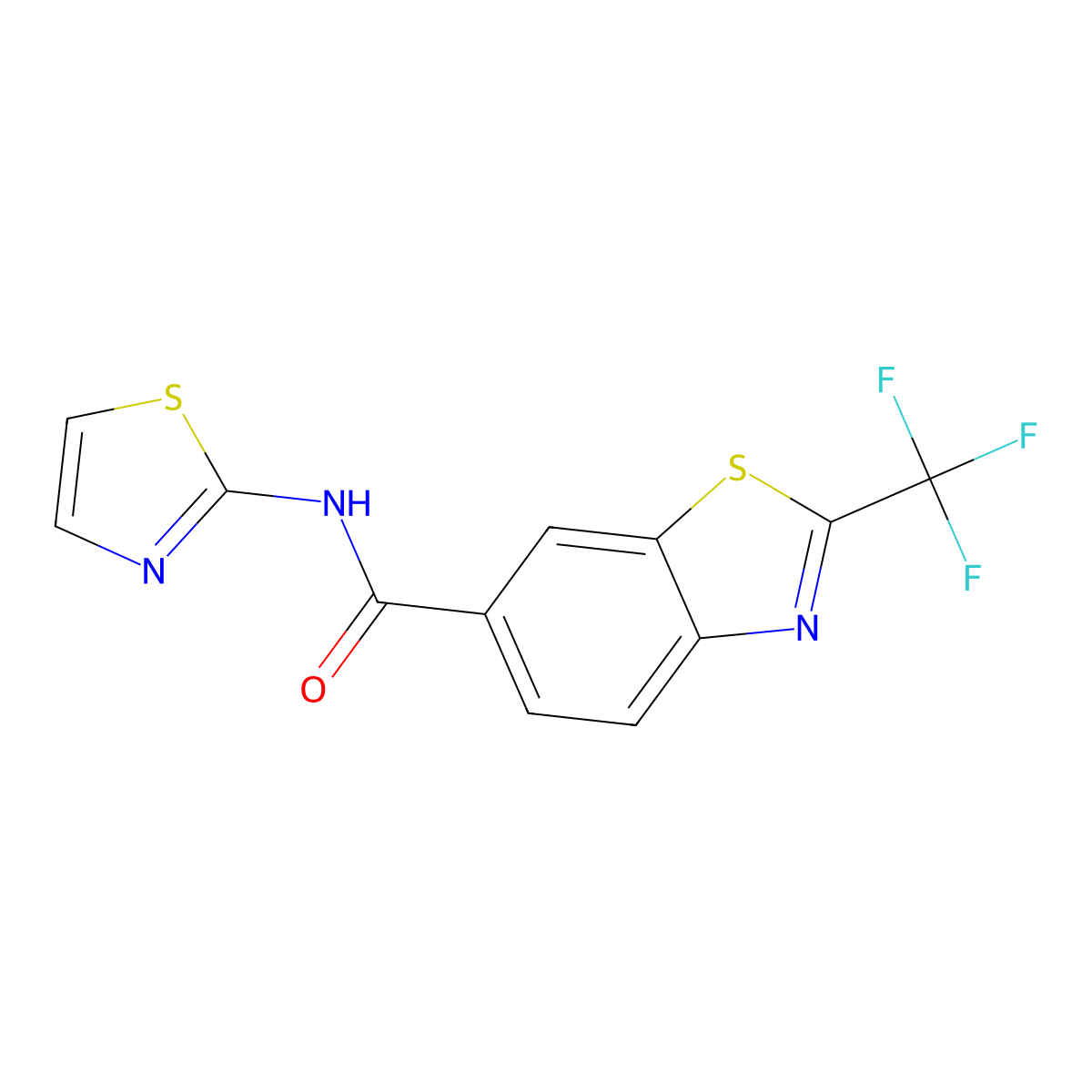 N-(1,3-thiazol-2-yl)-2-(trifluoromethyl)-1,3-benzothiazole-6-carboxamide molecular structure, CAS 1081122-12-4