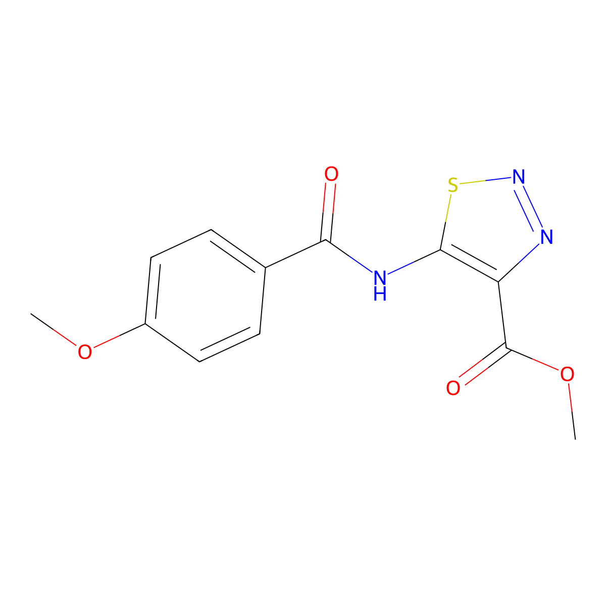 Methyl 5-[(4-methoxybenzoyl)amino]-1,2,3-thiadiazole-4-carboxylate molecular structure, CAS 1081122-14-6