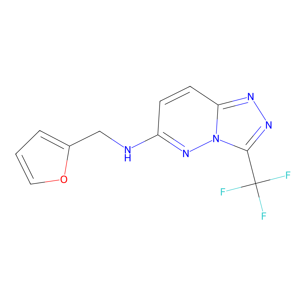 N-(furan-2-ylmethyl)-3-(trifluoromethyl)[1,2,4]triazolo[4,3-b]pyridazin-6-amine molecular structure, CAS 1081122-15-7
