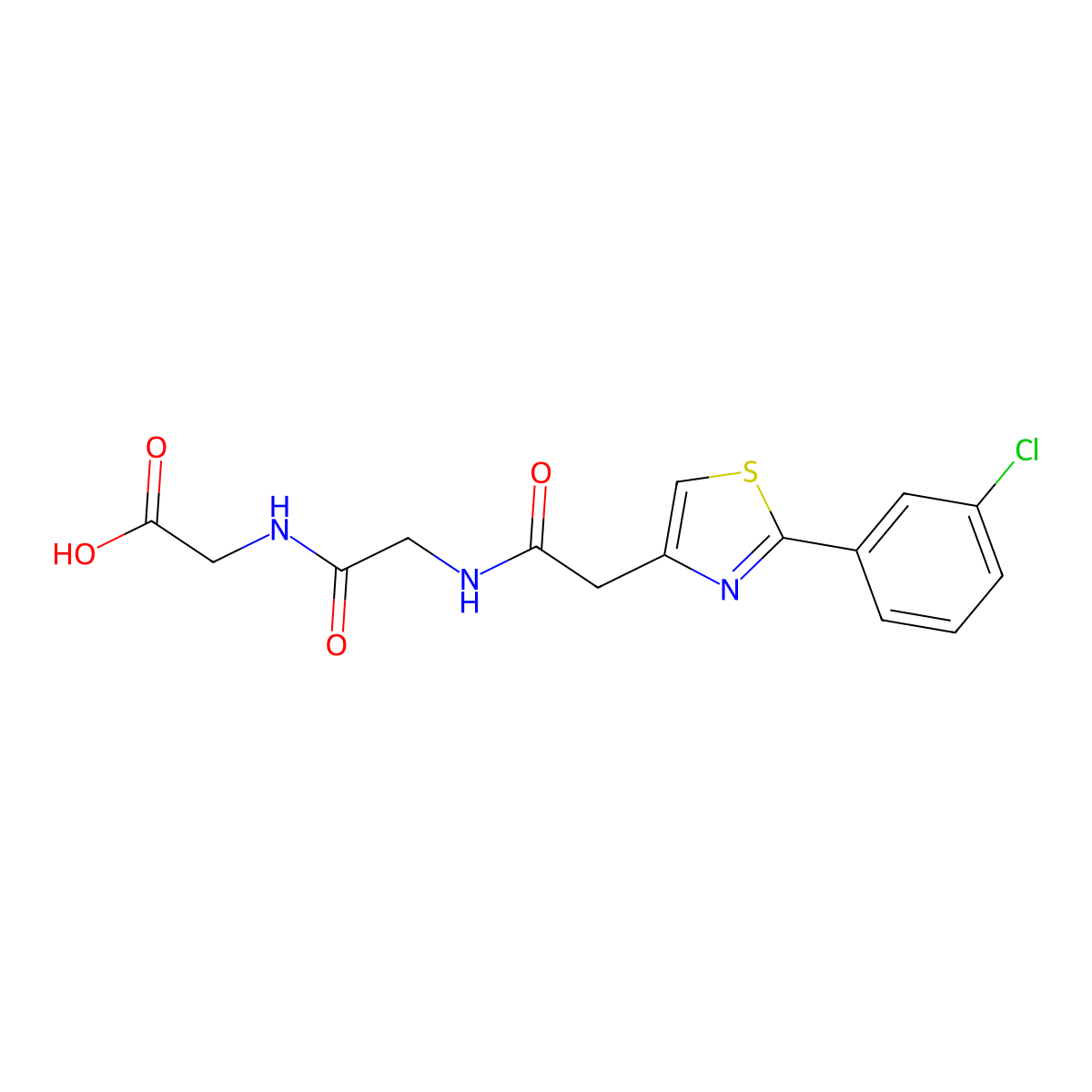 N-{[2-(3-chlorophenyl)-1,3-thiazol-4-yl]acetyl}glycylglycine molecular structure, CAS 1081122-38-4