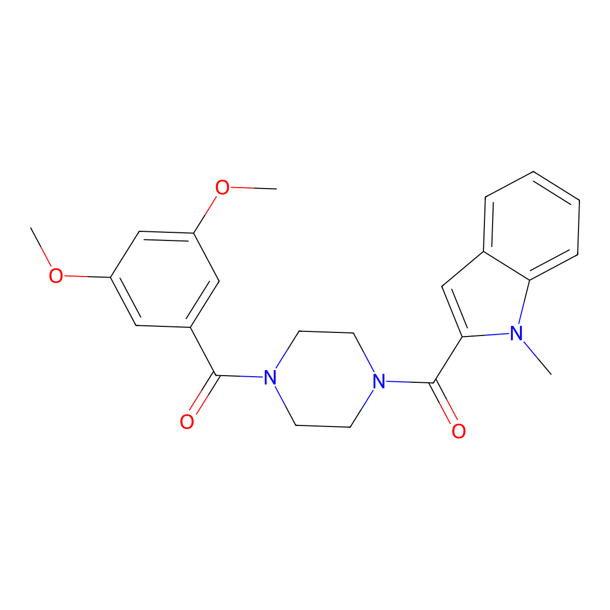 (3,5-dimethoxyphenyl){4-[(1-methyl-1H-indol-2-yl)carbonyl]piperazin-1-yl}methanone molecular structure, CAS 1081122-41-9