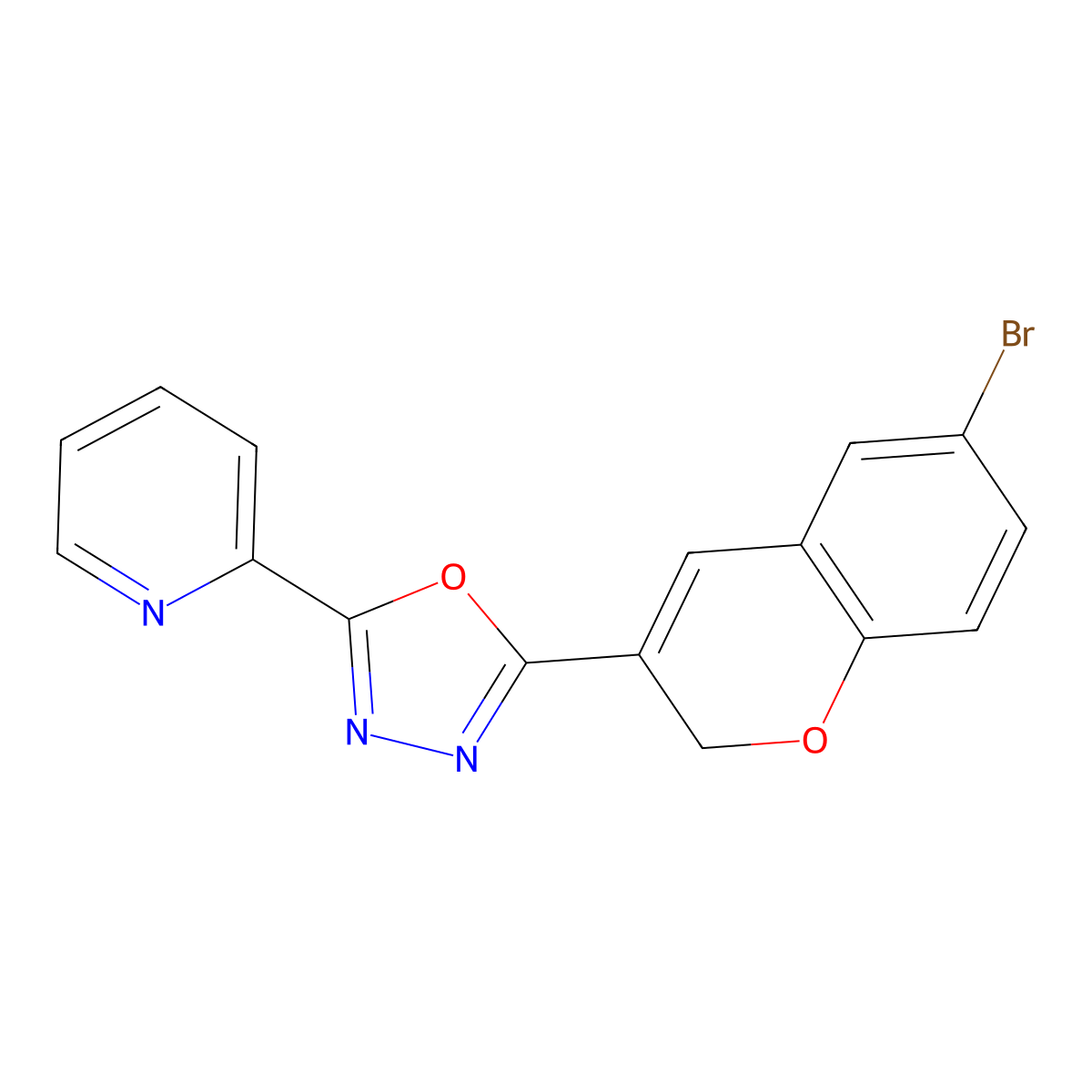 2-(6-bromo-2H-chromen-3-yl)-5-(pyridin-2-yl)-1,3,4-oxadiazole molecular structure, CAS 1081122-47-5