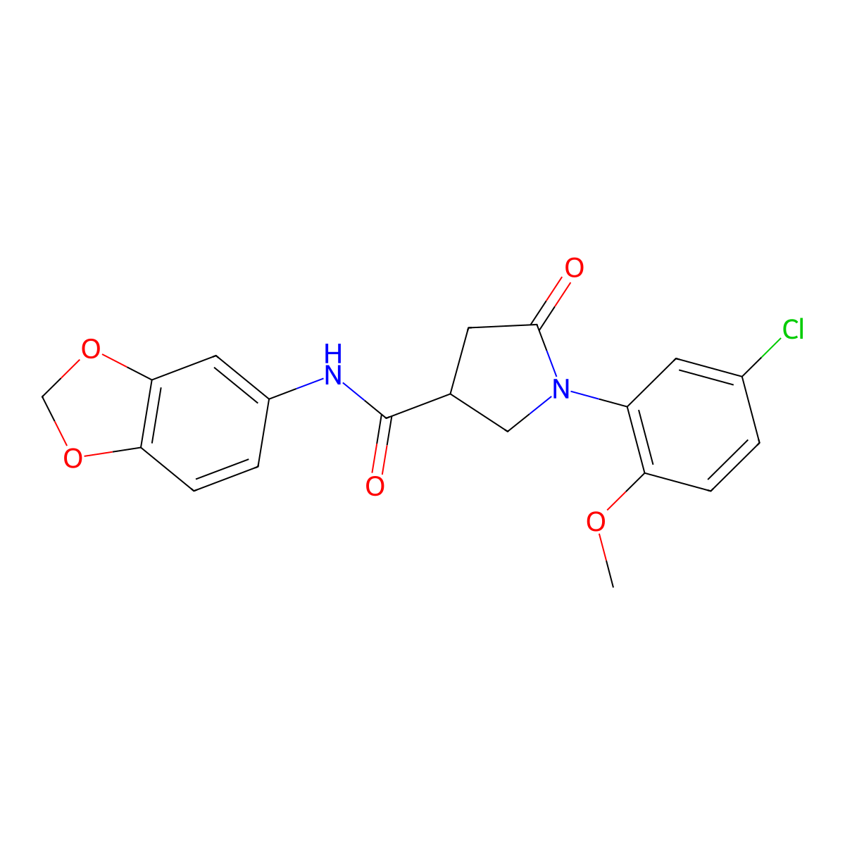 N-(1,3-benzodioxol-5-yl)-1-(5-chloro-2-methoxyphenyl)-5-oxopyrrolidine-3-carboxamide molecular structure, CAS 1081122-50-0