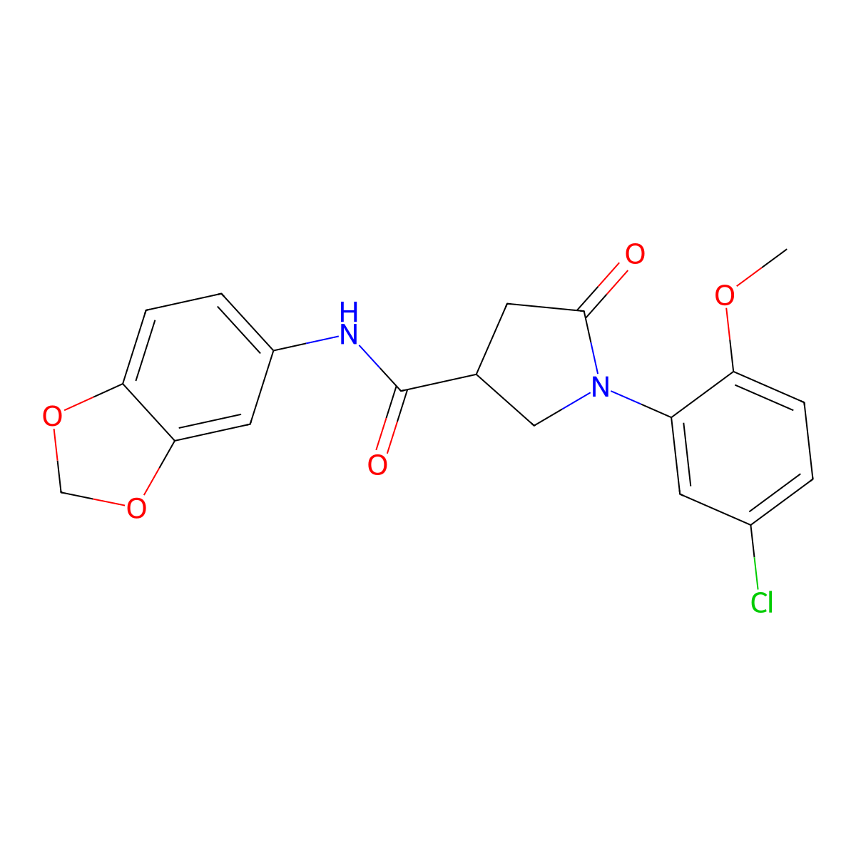 N-(1,3-benzodioxol-5-yl)-1-(5-chloro-2-methoxyphenyl)-5-oxopyrrolidine-3-carboxamide molecular structure, CAS 1081122-50-0
