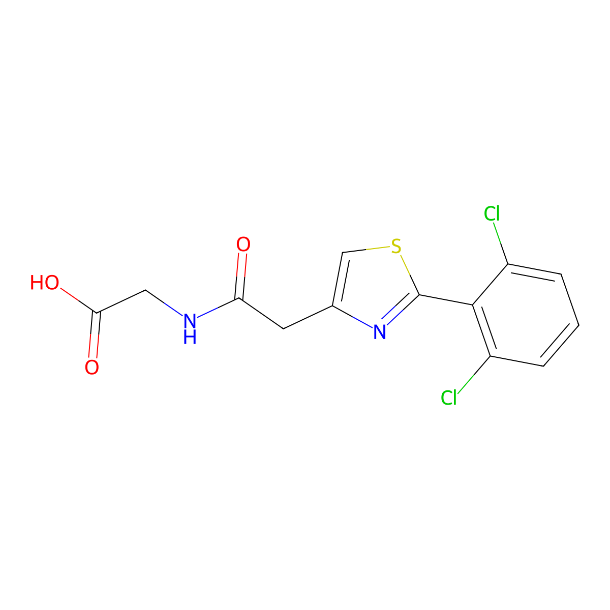 2-({2-[2-(2,6-Dichlorophenyl)-1,3-thiazol-4-yl]acetyl}amino)acetic acid molecular structure, CAS 1081122-72-6