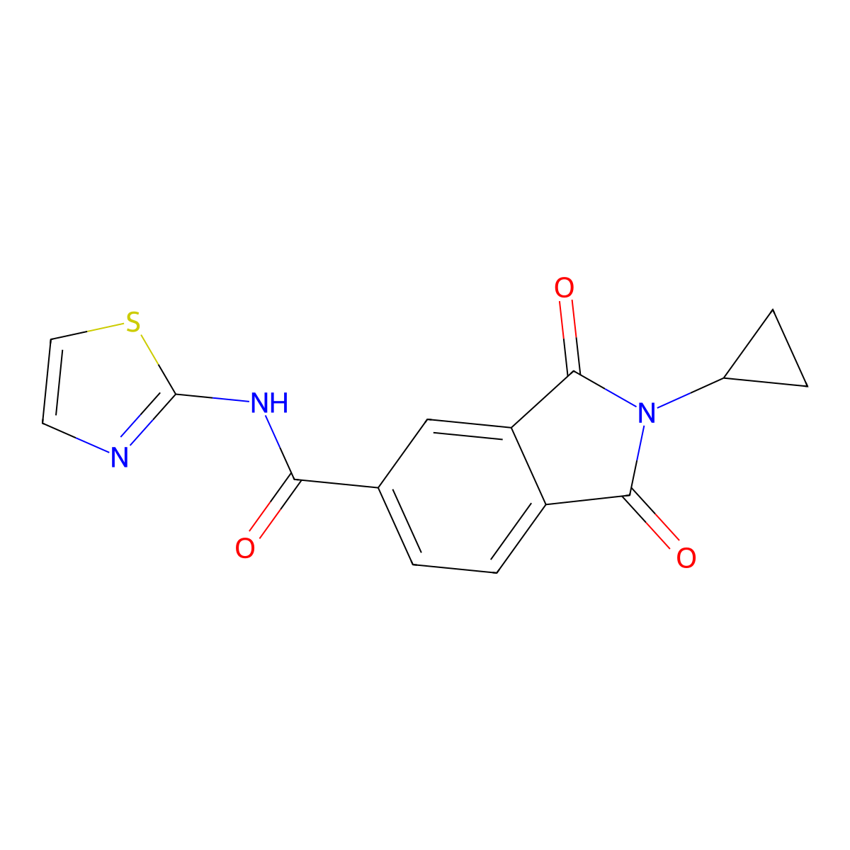2-cyclopropyl-1,3-dioxo-N-(1,3-thiazol-2-yl)-2,3-dihydro-1H-isoindole-5-carboxamide molecular structure, CAS 1081122-80-6