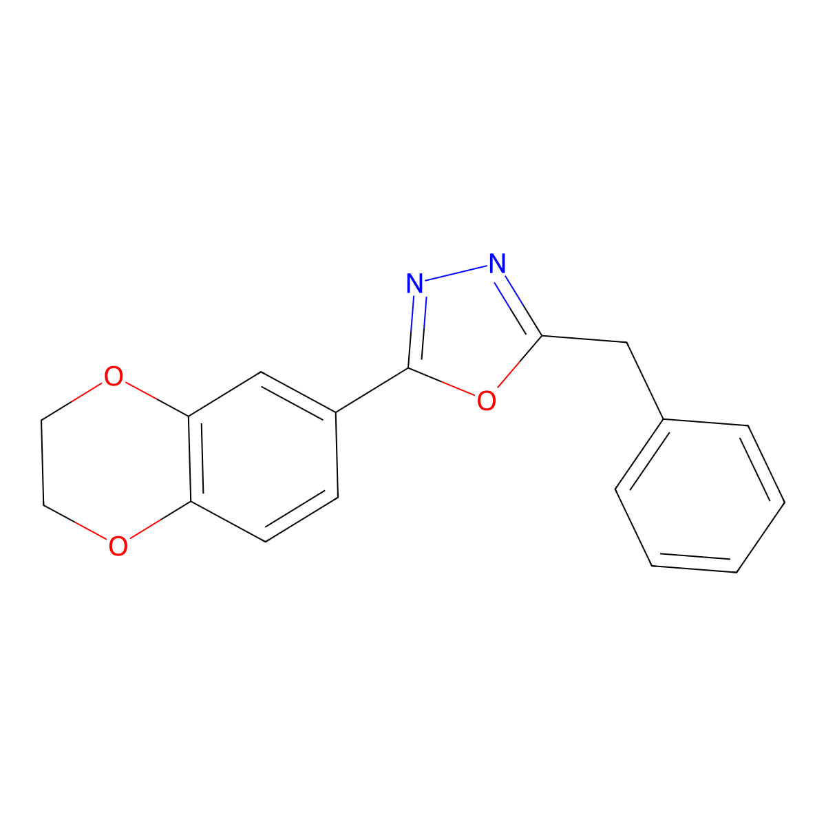 2-Benzyl-5-(2,3-dihydrobenzo[b][1,4]dioxin-6-yl)-1,3,4-oxadiazole molecular structure, CAS 1081122-92-0