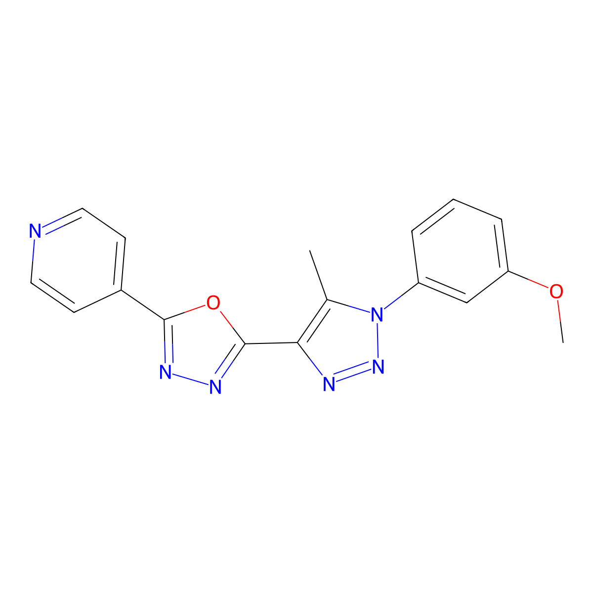 4-{5-[1-(3-methoxyphenyl)-5-methyl-1H-1,2,3-triazol-4-yl]-1,3,4-oxadiazol-2-yl}pyridine molecular structure, CAS 1081122-95-3