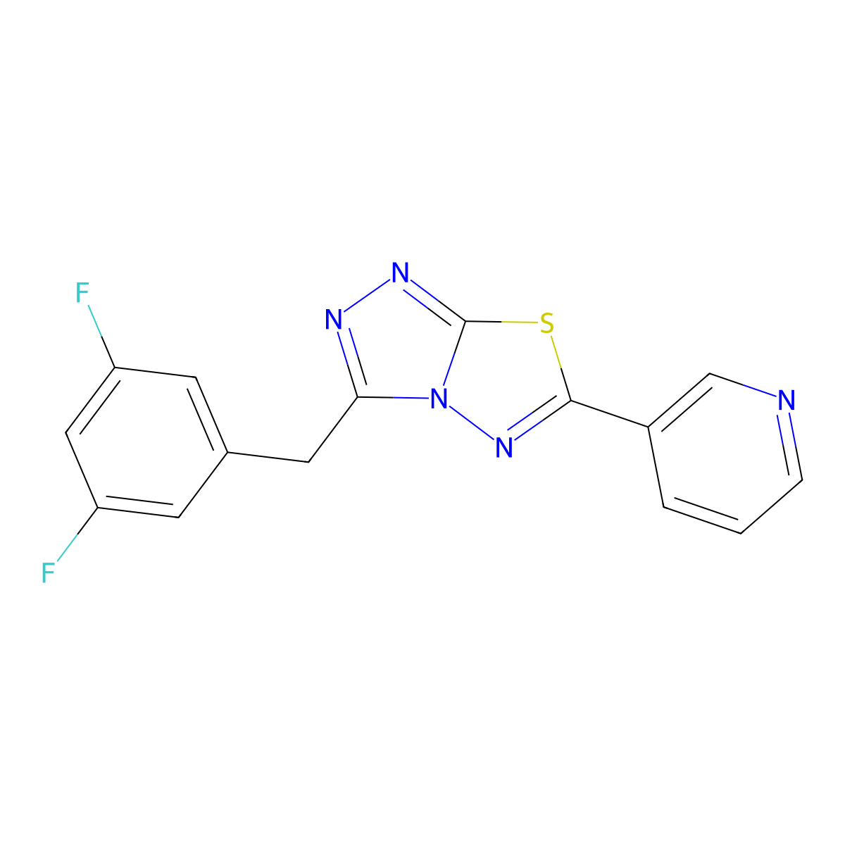 3-(3,5-Difluorobenzyl)-6-(pyridin-3-yl)[1,2,4]triazolo[3,4-b][1,3,4]thiadiazole molecular structure, CAS 1081123-09-2