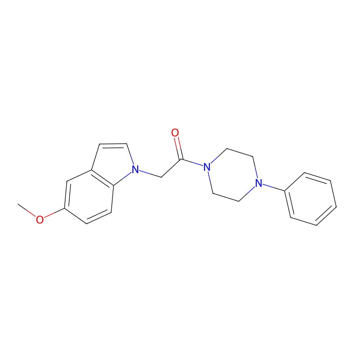 2-(5-methoxy-1H-indol-1-yl)-1-(4-phenylpiperazin-1-yl)ethanone molecular structure, CAS 1081123-27-4