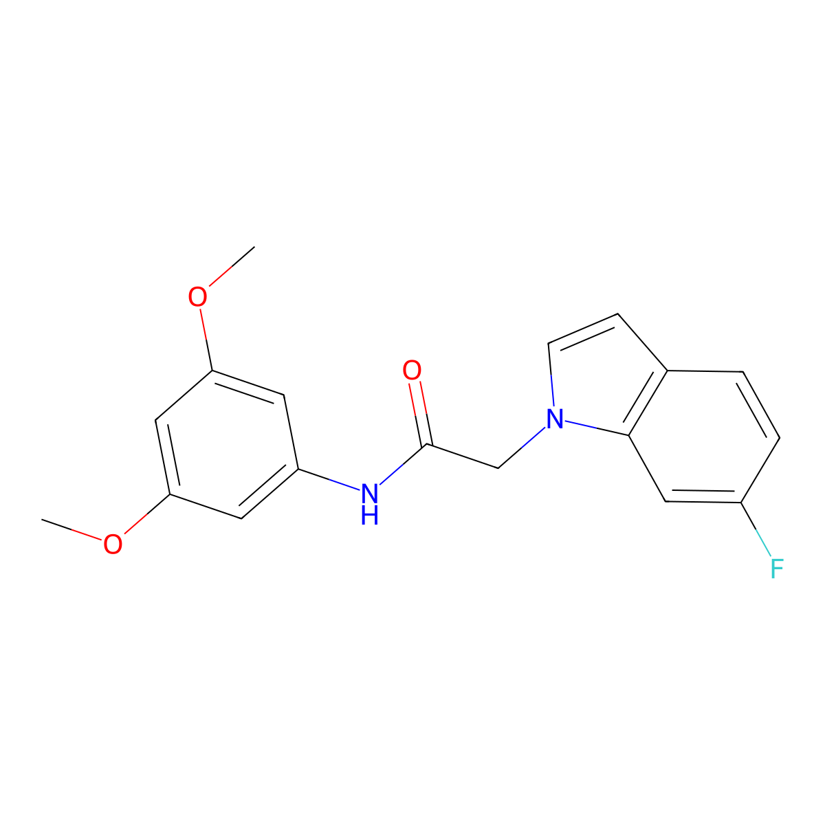 N-(3,5-dimethoxyphenyl)-2-(6-fluoro-1H-indol-1-yl)acetamide molecular structure, CAS 1081123-28-5