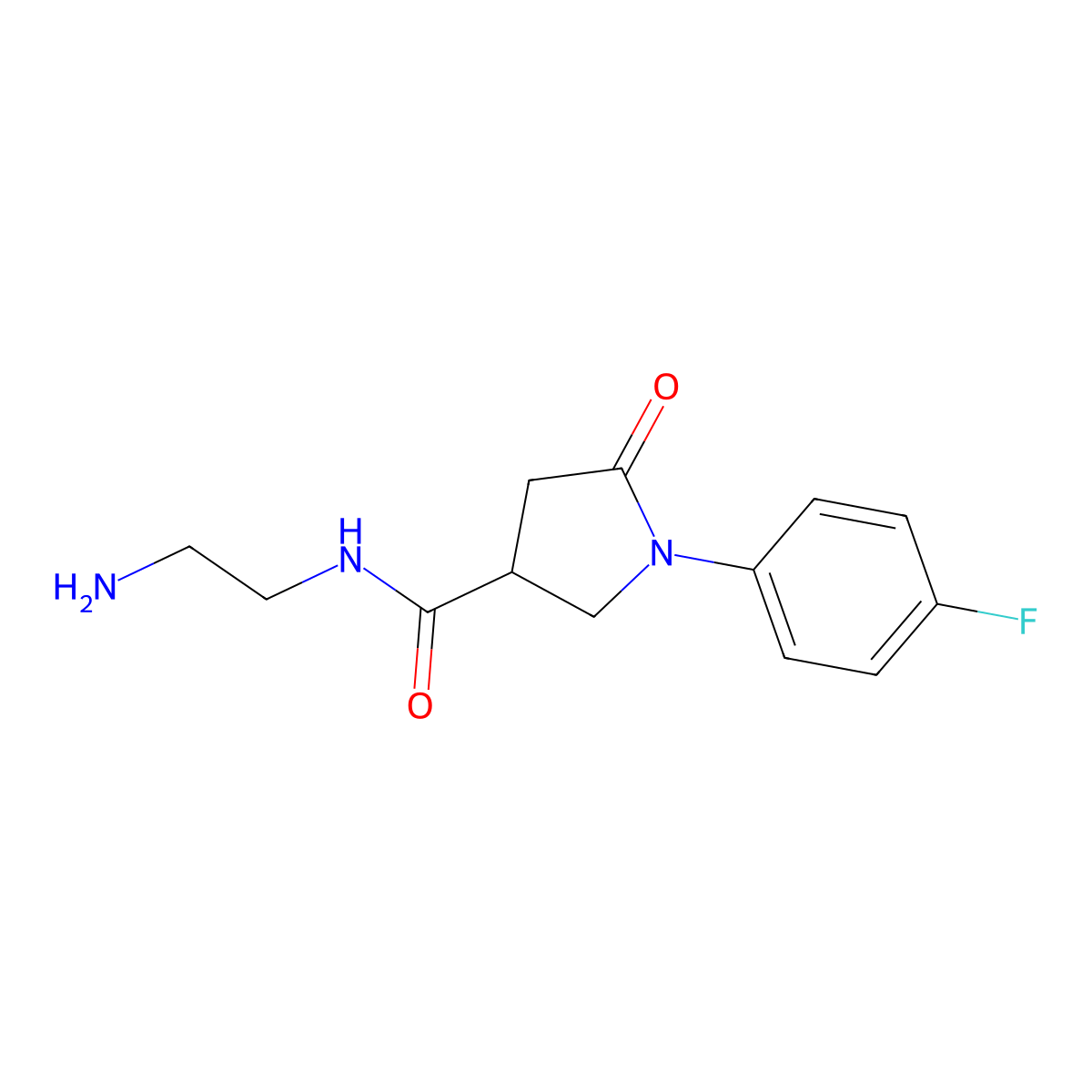 N-(2-aminoethyl)-1-(4-fluorophenyl)-5-oxopyrrolidine-3-carboxamide molecular structure, CAS 1081123-39-8