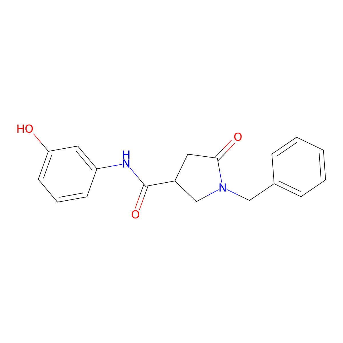 1-benzyl-N-(3-hydroxyphenyl)-5-oxopyrrolidine-3-carboxamide molecular structure, CAS 1081123-60-5